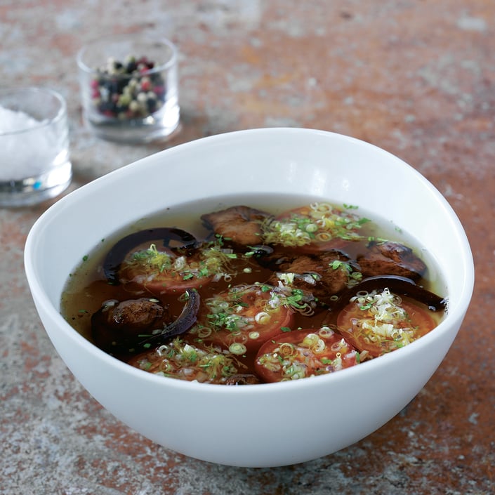 Balsamicoglaseret kylling i suppe