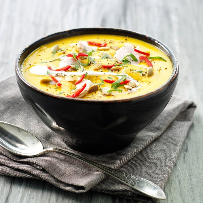 Græskarsuppe med kylling