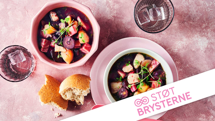 Kyllingesuppe med rødbeder og kartofler