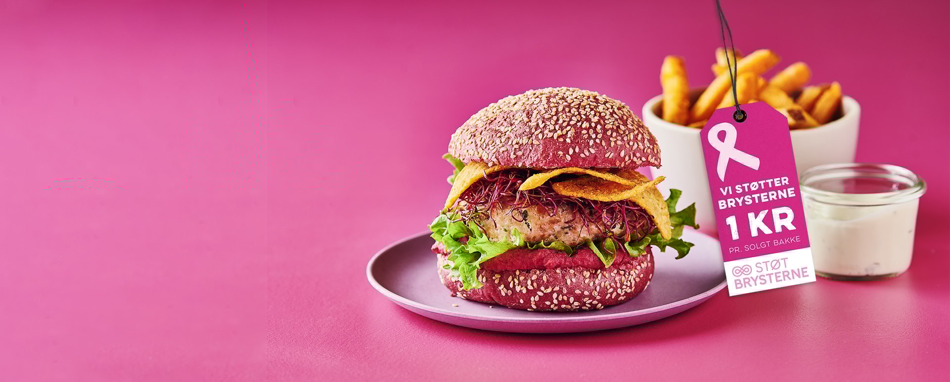 Kyllingeburger med nachos og rødbedehummus