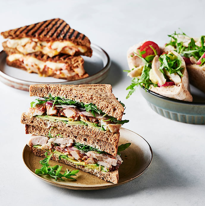 Clubsandwich med stegte kyllingestrimler