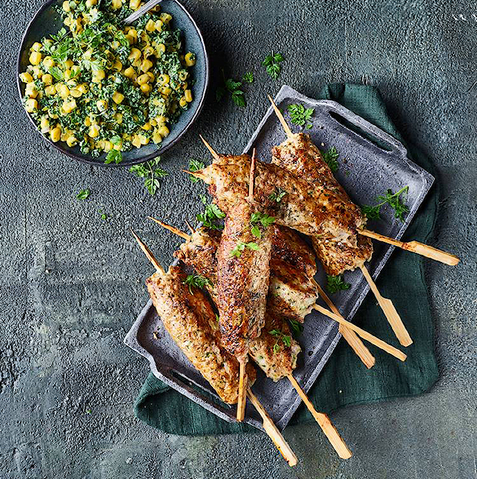 Köfte med hakket kylling og majssalsa