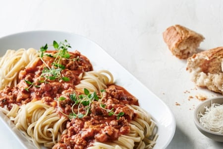 Spaghetti Bolognese med hakket kylling
