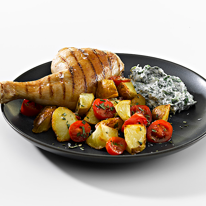 Grillede kyllingelår med lækker kartoffelsalat