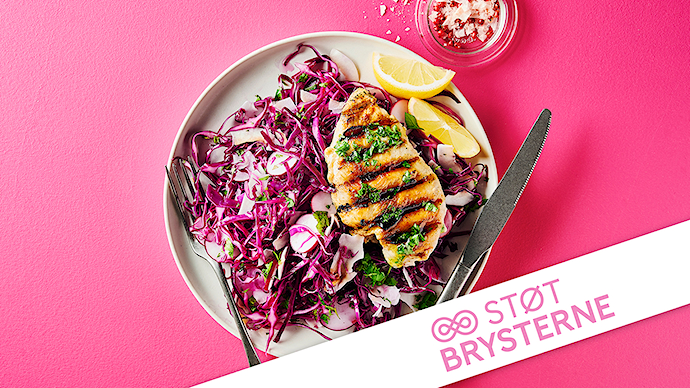 Brystfilet med spicy pink-slaw