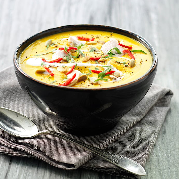 Græskarsuppe med kylling