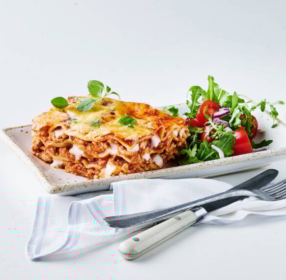 Lasagne bolognese med hakket kylling